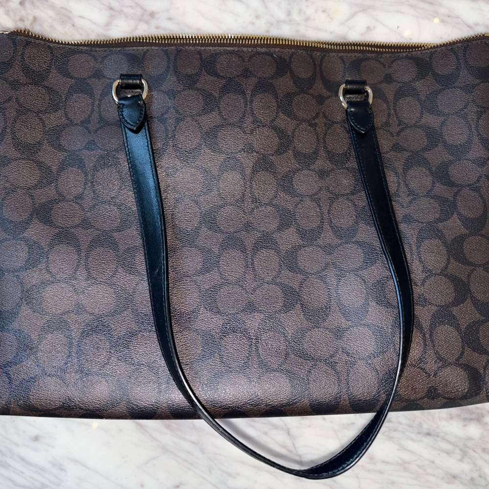 Coach Signature F79609 Gallery Tote Shoulder Bag - Brown/Black Gently Used - Picture 5 of 7
